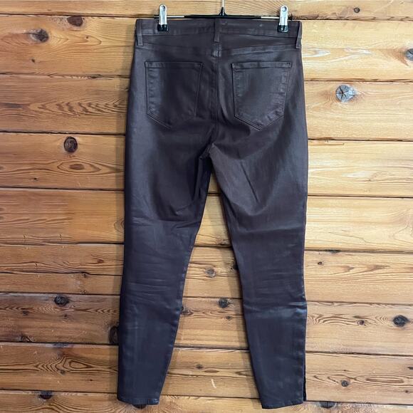 L'AGENCE Piper High Rise Skinny Jean in Espresso Coated Brown Size 29 - Picture 3 of 9